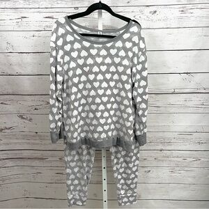ED Ellen Degeneres LOVE Gray with White Heart Pajama Lounge Set XL